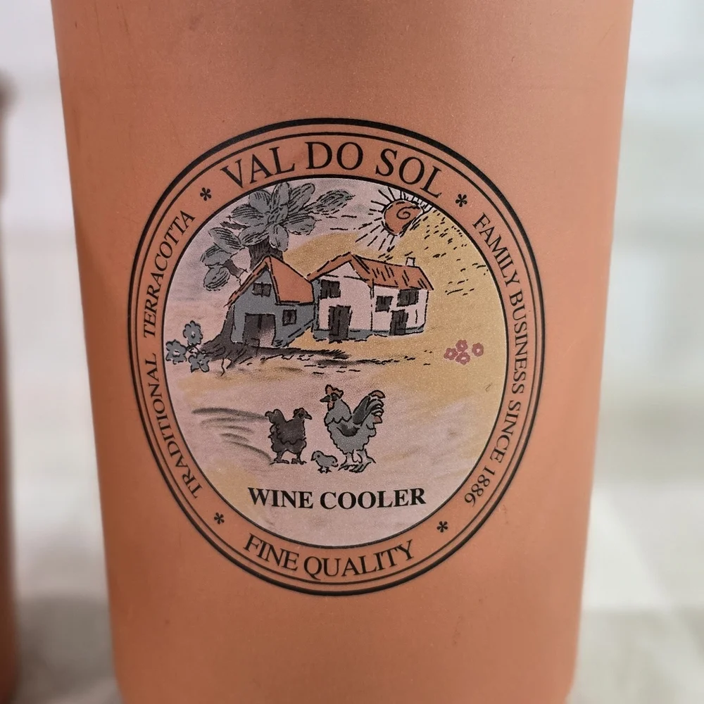 Terracotta Wine Cooler Quality Designed Crafted Portugal Farm Scene Set of 2